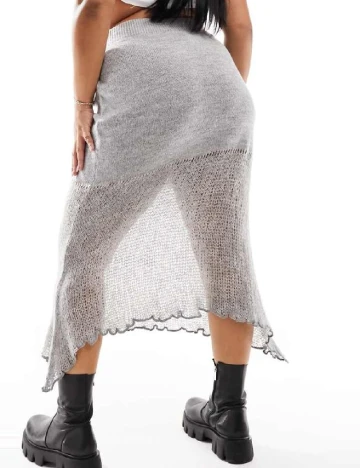 Fusta Collusion Plus Size, gri