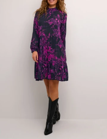 Rochie scurta Kaffe, mov/negru