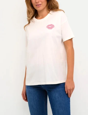 Tricou Kaffe, ecru Alb