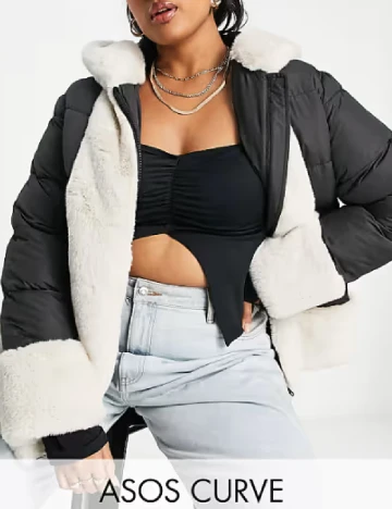 Geaca ASOS Curve, negru Negru