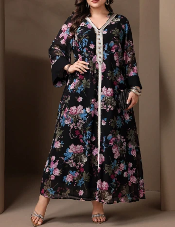 Rochie lunga Toleen Plus Size, floral