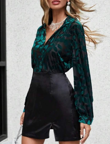 Bluza SHEIN, negru/verde