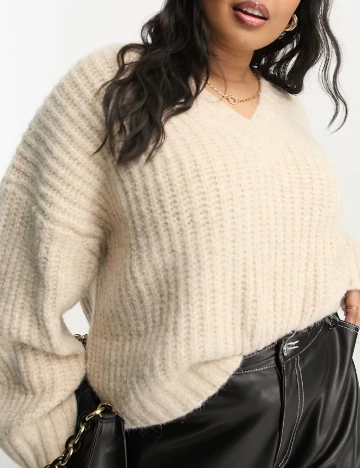 Pulover Oversize ASOS Curve, crem Crem