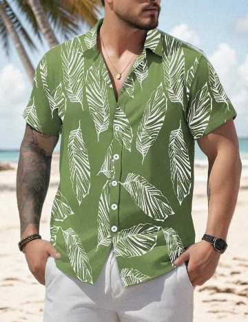Camasa SHEIN Plus Size Men, verde