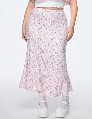 Fusta SHEIN CURVE, floral Floral print