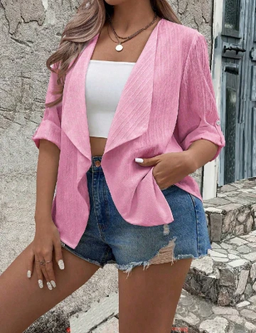 Blazer SHEIN CURVE, roz Roz