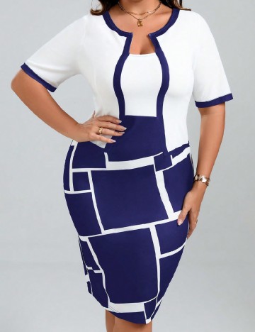 
						Rochie scurta SHEIN CURVE, alb/albastru