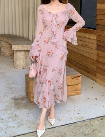 Rochie medie Dazy, roz Roz