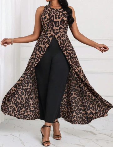 Compleu SHEIN CURVE, animal print/negru Animal print