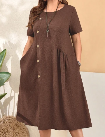 Rochie medie Emery Rose Curve, maro Maro