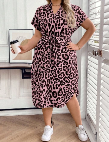 Rochie medie SHEIN CURVE, roz/negru