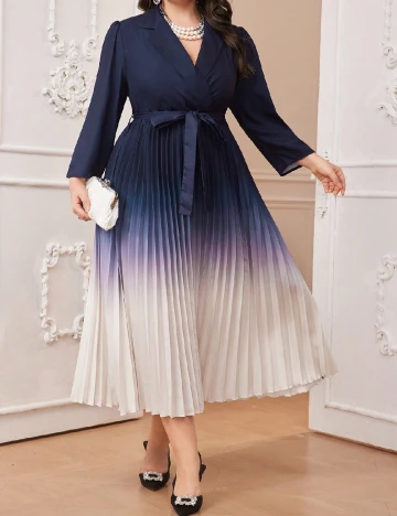 Rochie lunga SHEIN CURVE, bleumarin/alb Albastru