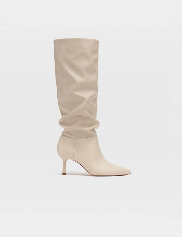 Cizme Stradivarius, crem