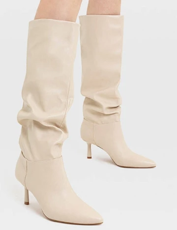 Cizme Stradivarius, crem