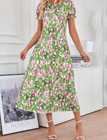 
						Rochie medie SHEIN, verde/roz