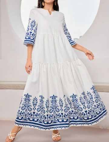 Rochie lunga SHEIN, alb/albastru Alb