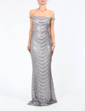 Rochie lunga Miss ord, gri Gri