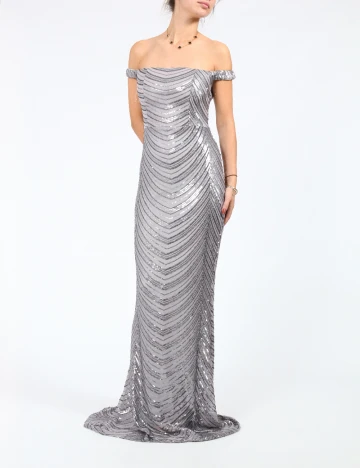 Rochie lunga Miss ord, gri Gri