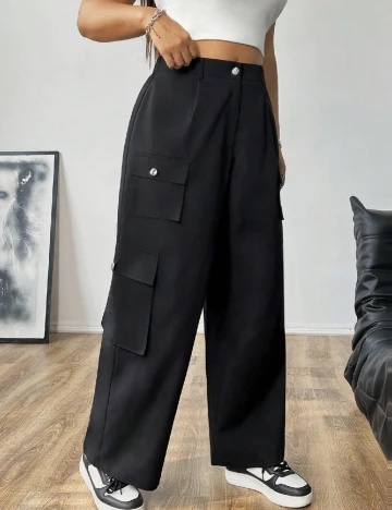 Pantaloni SHEIN CURVE, negru Negru