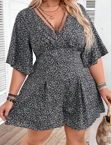 Rochie scurta SHEIN CURVE, alb/negru Negru