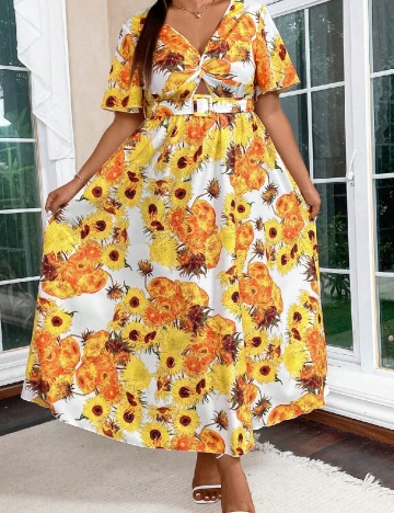 Rochie lunga SHEIN CURVE, floral print Floral print