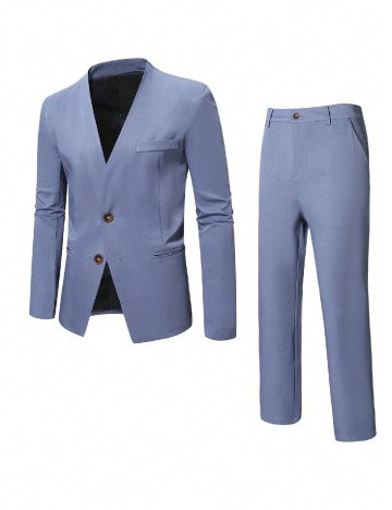 
						Costum SHEIN Plus Size Men, albastru