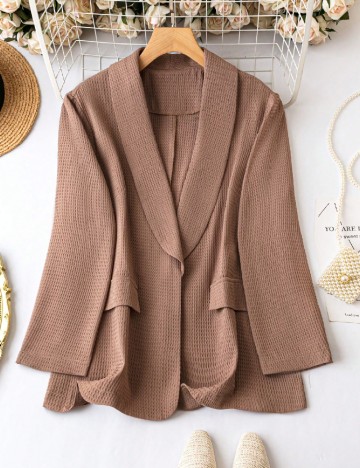 
						Blazer SHEIN CURVE, maro deschis