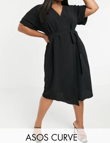 Rochie medie ASOS Curve, negru