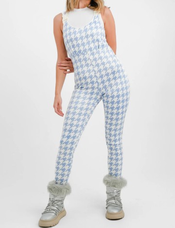
						Salopeta de ski Threadbare, alb/albastru