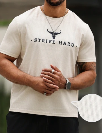Tricou SHEIN Plus Size Men, crem Crem