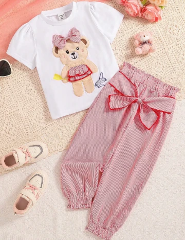 Compleu Shein Kids, alb/rosu Alb