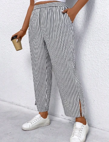 Pantaloni SHEIN CURVE, alb/gri Alb