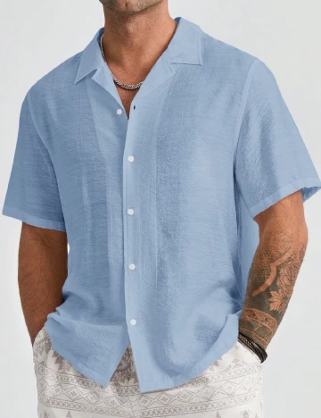 Camasa SHEIN Plus Size Men, albastru deschis Albastru