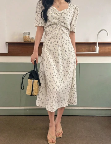 Rochie medie Dazy, alb/albastru Alb