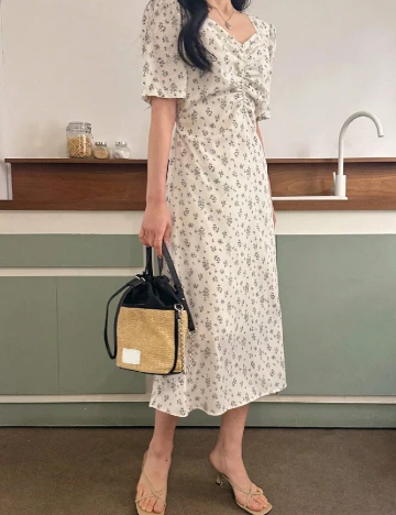 Rochie medie Dazy, alb/albastru Alb