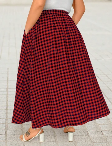 Fusta SHEIN CURVE, rosu/negru