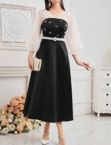 Rochie medie SHEIN, negru/alb