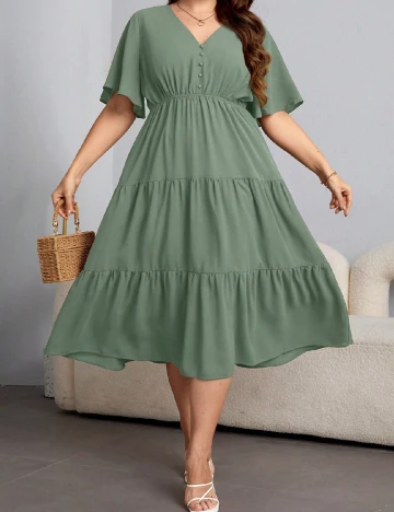 Rochie medie SHEIN CURVE, verde deschis Verde