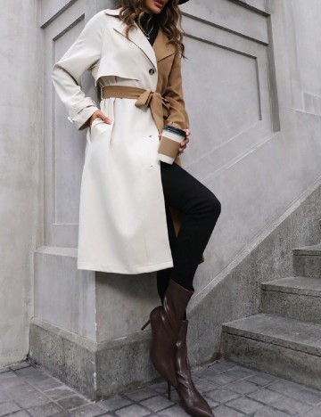 
						Trench SHEIN, alb/maro