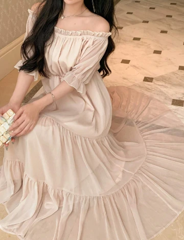 Rochie lunga Dazy, crem Crem