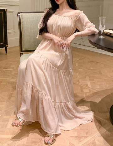 Rochie lunga Dazy, crem