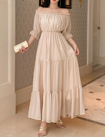 Rochie lunga Dazy, crem