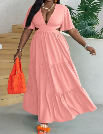 Rochie lunga SHEIN CURVE, piersica Roz