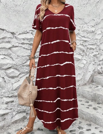 
						Rochie lunga SHEIN, rosu/alb