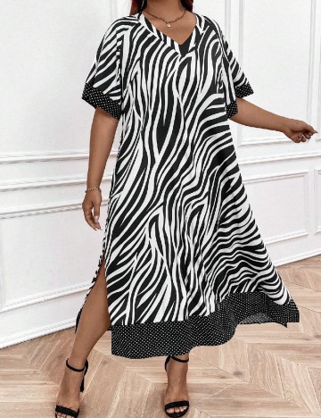 Rochie medie SHEIN CURVE, alb/negru