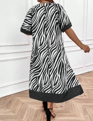 Rochie medie SHEIN CURVE, alb/negru