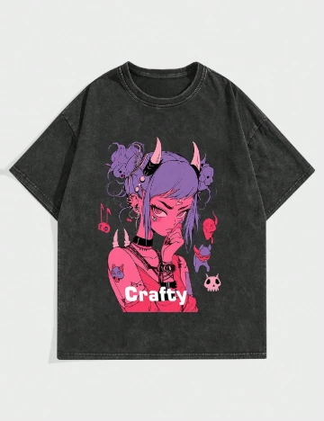 Tricou Oversize Romwe, gri inchis Gri
