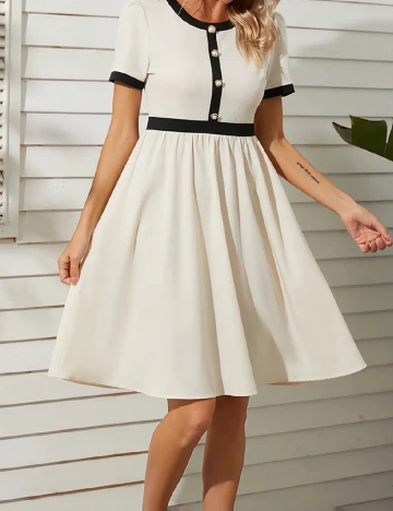 Rochie scurta Homeyee, ecru/negru Alb