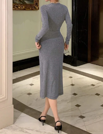 Rochie medie Dazy, argintiu Gri