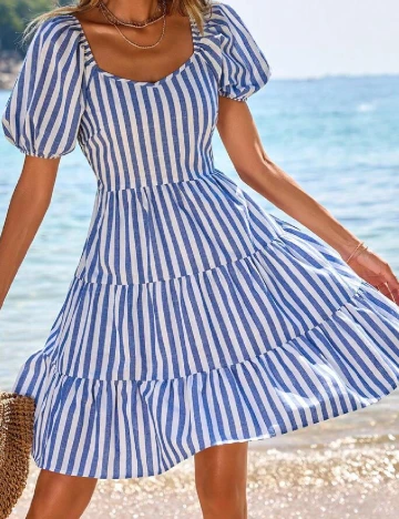 Rochie scurta SHEIN, albastru/alb Albastru